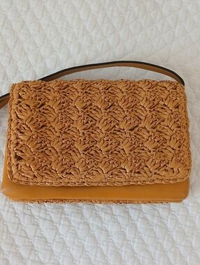 Patricia Nash Woven Straw Crossbody Bag in Mustard